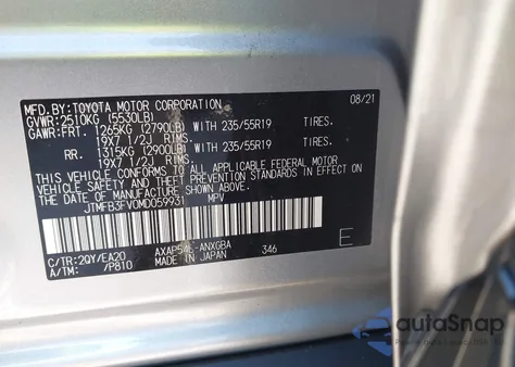 2021 Toyota Rav4 Prime Xse from USA, damaged, VIN JTMFB3FV0MD059931